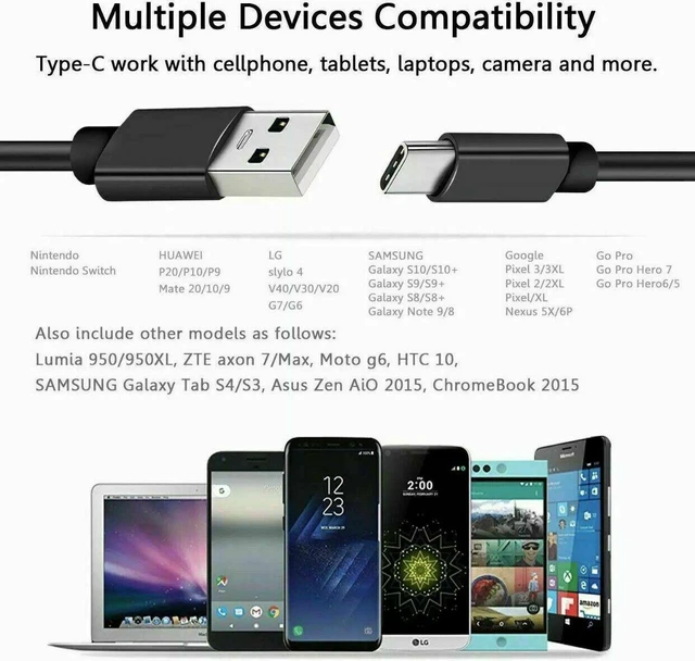 Alt view image 3 of 7 - For Samsung USB Type C Fast Charger Cable Galaxy S9 S10 S20 Ultra Note 9 10 20