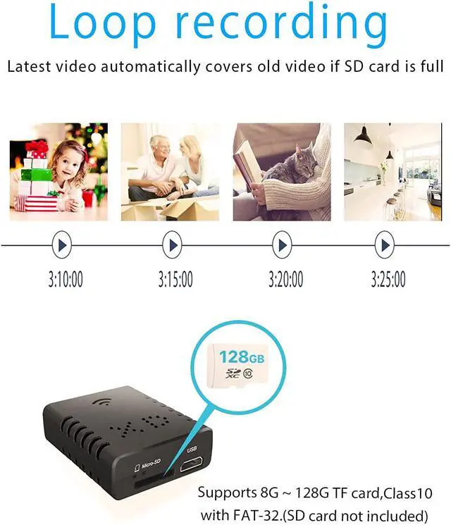 Alt view image 6 of 7 - Mini Spy Camera Wifi, Smallest Hidden Cameras For Home Security Surveillance With Video Small Portable Nanny Cam With Phone App, Motion Detection, Night Vision For Indoor