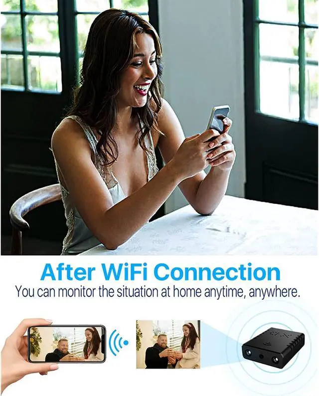 Alt view image 3 of 7 - Mini Spy Camera Wifi, Smallest Hidden Cameras For Home Security Surveillance With Video Small Portable Nanny Cam With Phone App, Motion Detection, Night Vision For Indoor