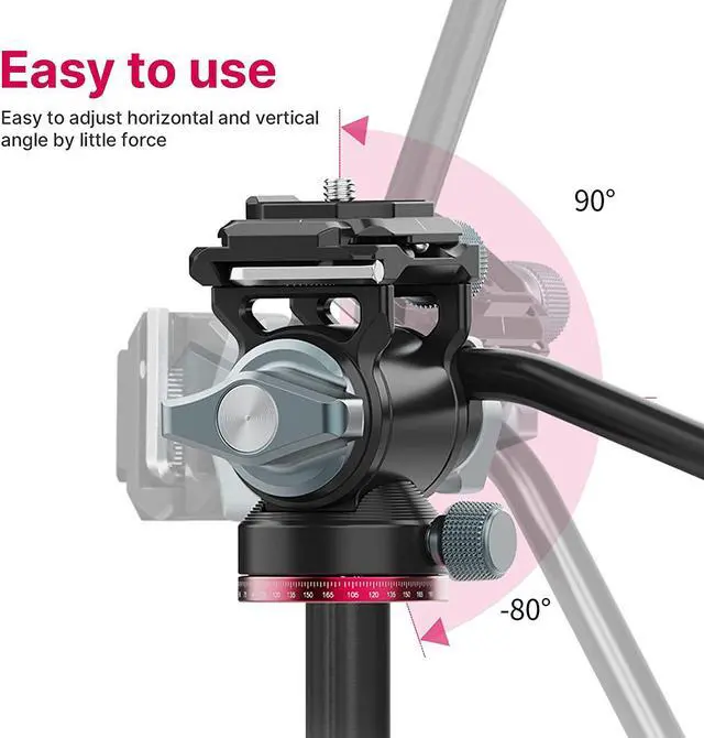 Alt view image 4 of 7 - Zell Video Fluid Head For Camera Tripod - U-190 Mini Pan Tilt Head Small Panoramic Ball Head With Arca Swiss Quick Release Plate Lightweight Filming Equipment For Compact Camera Load Up To 6.6Lb/3Kg