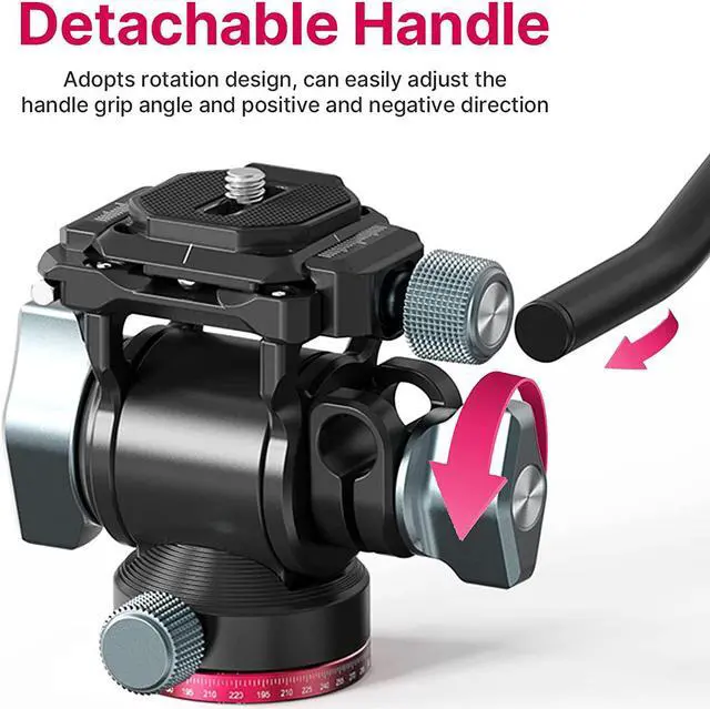 Alt view image 5 of 7 - Zell Video Fluid Head For Camera Tripod - U-190 Mini Pan Tilt Head Small Panoramic Ball Head With Arca Swiss Quick Release Plate Lightweight Filming Equipment For Compact Camera Load Up To 6.6Lb/3Kg