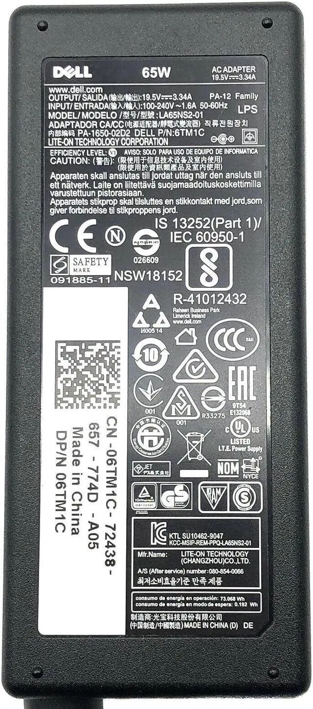Alt view image 2 of 6 - Genuine DELL AC Power Adapter For Inspiron 11 3135 3137 3138 Laptop Charger 65W
