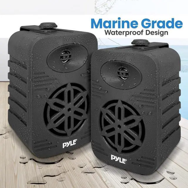 Alt view image 4 of 7 - Bluetooth Indoor Outdoor Speakers Pair - 500 Watt Dual Waterproof 5.25 2-Way Full Range Speaker System w/ 1/2 High Compliance Polymer Tweeter - Home, Boat, Marine, Deck, Patio, Poolside - PDWRBT56BK