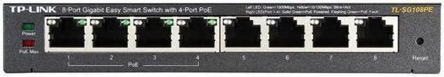 Alt view image 2 of 6 - TP-LINK TL-SG108PE 8-Port Gigabit Easy Smart Switch with 4-Port PoE
