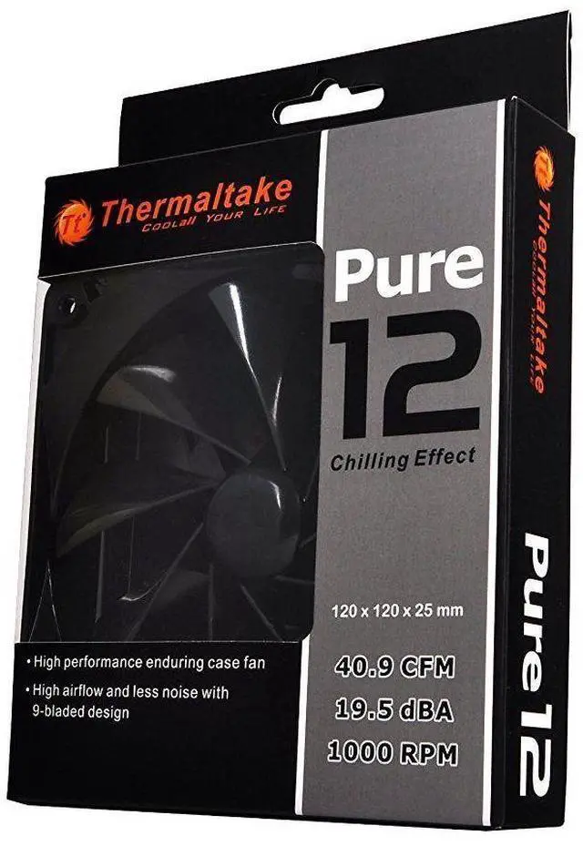 Alt view image 4 of 5 - Thermaltake Pure Series Cooling Case Fan CL-F011-PL12BL-A Black