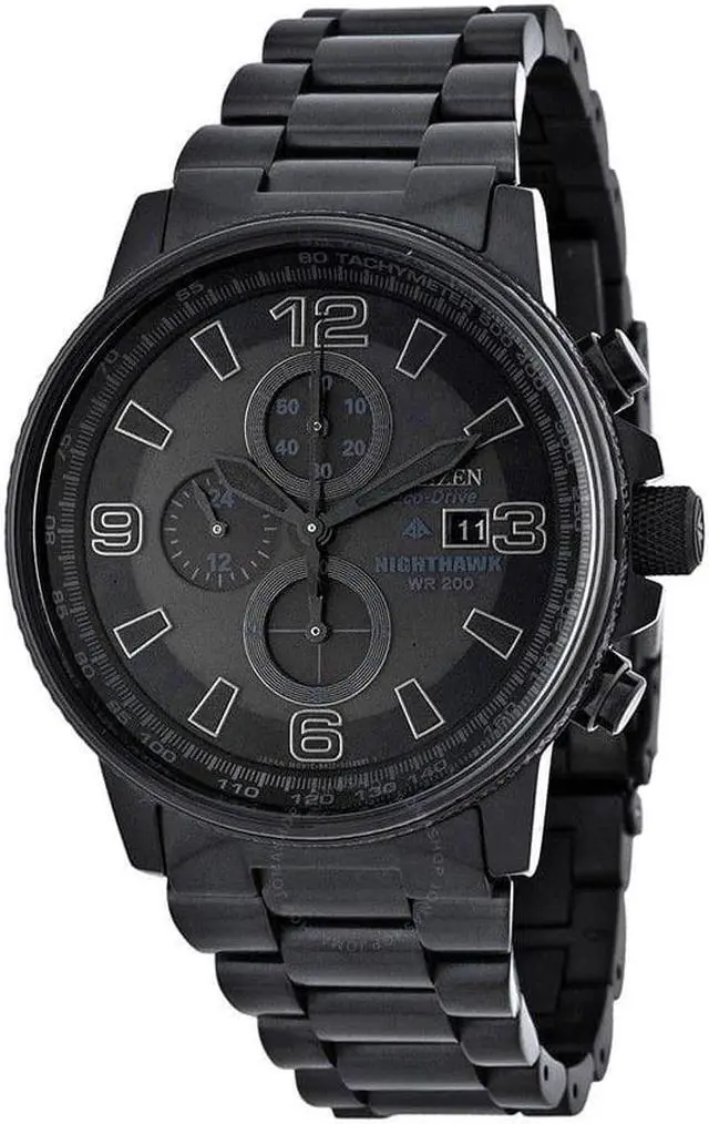 Main image of Citizen Eco-Drive Nighthawk Black-Tone Dial SS Chrono Men's Watch CA0295-58E