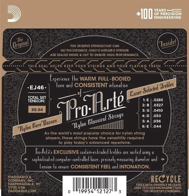 Alt view image 2 of 4 - D'Addario Guitar Strings EJ46 Pro-Arte Silver Classical Guitar Strings