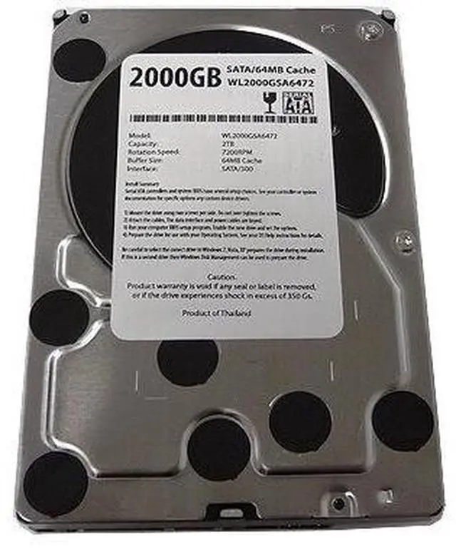 Alt view image 2 of 5 - WL 2TB (2000GB) 64MB Cache 7200RPM SATA2 3.5" Desktop Hard Drive - PC & Mac - OEM