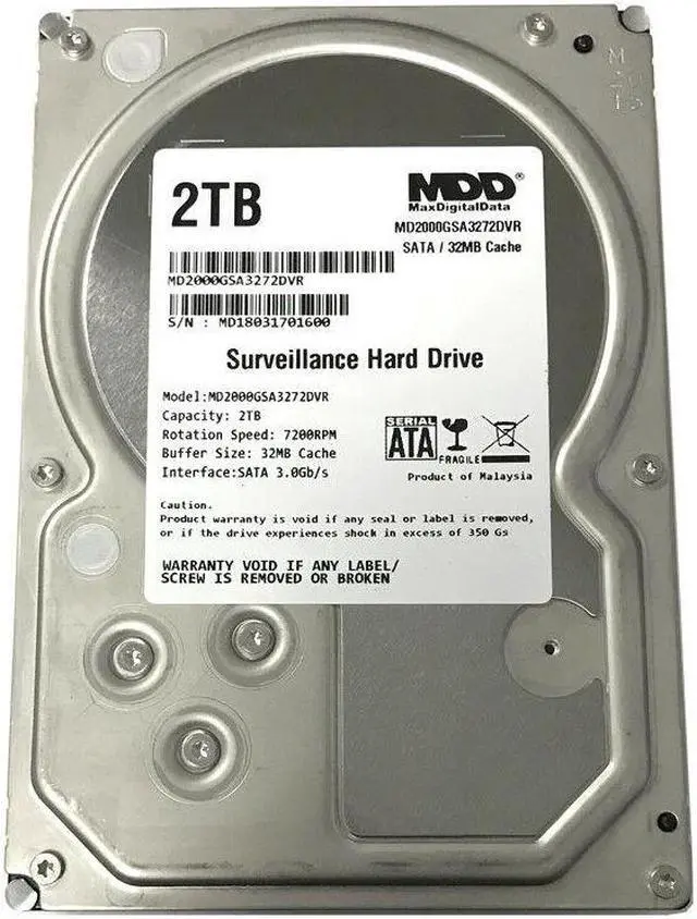 Alt view image 3 of 4 - MDD 2TB 7200RPM SATA 3.5" Surveillance Hard Drive -CCTV DVR, Security System
