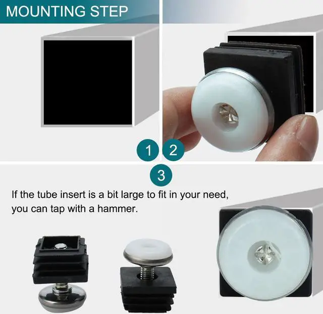 Alt view image 5 of 7 - Adjustable Leveling Feet 25 x 25mm Tube Inserts Furniture Table Glide 2 Sets