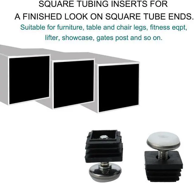 Alt view image 6 of 7 - Adjustable Leveling Feet 25 x 25mm Tube Inserts Furniture Table Glide 2 Sets
