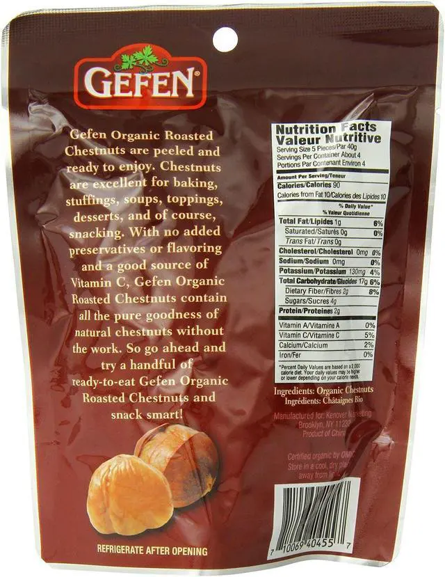 Alt view image 2 of 6 - Gefen Whole Organic Chestnuts, Roasted and Peeled , 5.2-Ounces (Pack of 6)