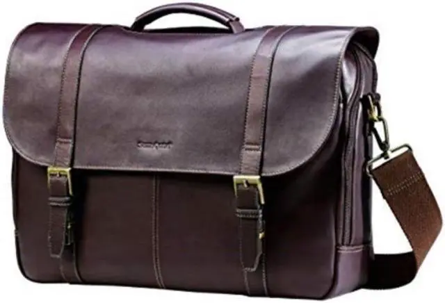 Alt view image 19 of 20 - Samsonite Columbian Leather Flapover Laptop Case