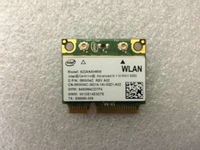 Alt view image 3 of 3 - Dell Intel 6250 Wireless WiFi 802.11 a/b/g/n and WiMAX Half-Height Mini-PCI Express Card - MW04C