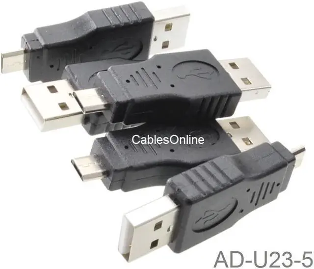 Main image of 5-Pack USB 2.0 A-Type Male to Micro-B Male Adapter, CablesOnline AD-U23-5