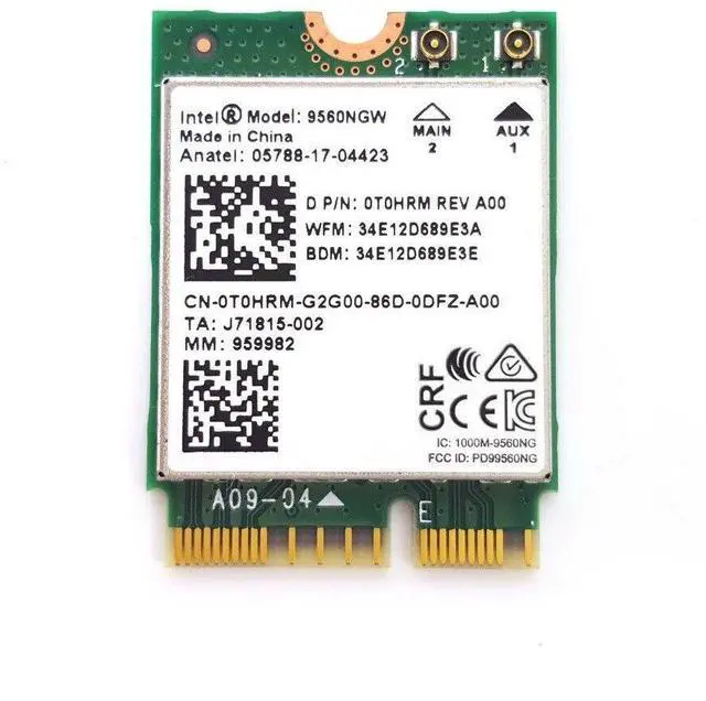 Main image of Dell Intel Wireless Bluetooth WiFi Card 9560NGW T0HRM 0T0HRM CN-0T0HRM