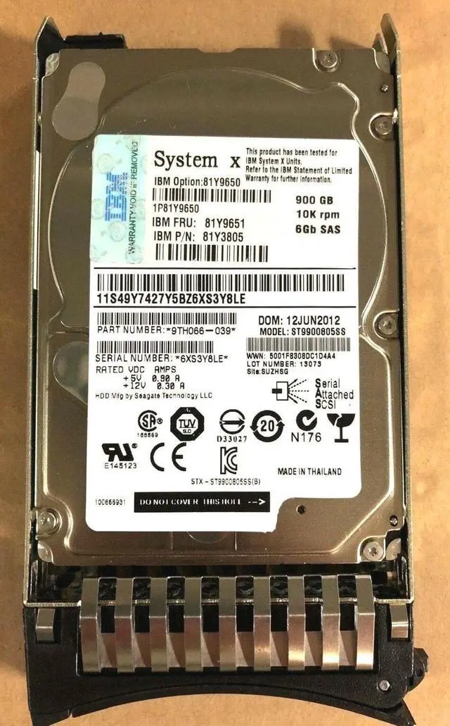 Alt view image 11 of 13 - IBM 81Y9651 900Gb 10000 Rpm 6 Gbps Sas 2.5Inch Sff Hotswap Hard Drive With Tray