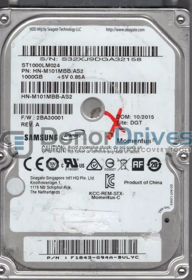 Alt view image 2 of 4 - ST1000LM024, HN-M101MBB/AS2, FW 2BA30001, Samsung 1TB SATA 2.5 Hard Drive
