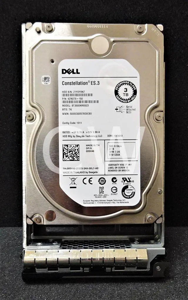 Main image of Dell 55H49 3TB 7200RPM 6Gb/s 3.5" SAS Hard Drive ST3000NM0023 Seagate