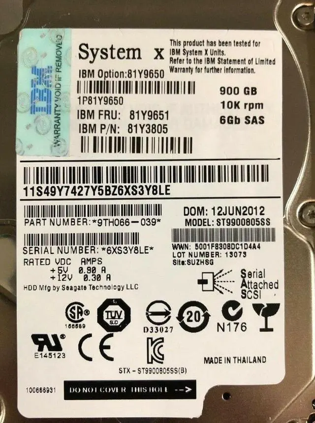 Alt view image 12 of 13 - IBM 81Y9651 900Gb 10000 Rpm 6 Gbps Sas 2.5Inch Sff Hotswap Hard Drive With Tray
