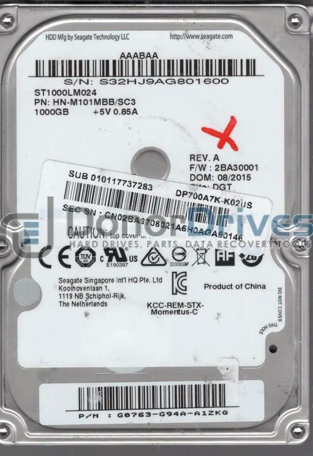 Alt view image 2 of 3 - ST1000LM024, HN-M101MBB/SC3, FW 2BA30001, Samsung 1TB SATA 2.5 Hard Drive