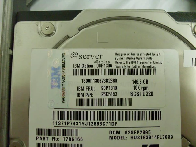Main image of 40K1024/90P1306/90P1310/26K5153/39R7310/26K5822-146GB 10K U320 SCSI HARD DRIVE