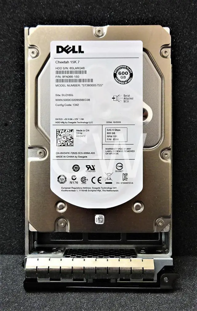 Main image of Dell W347K 600GB 15K 6Gb/s 32MB 3.5" SAS HARD DRIVE ST3600057SS W/ Tray