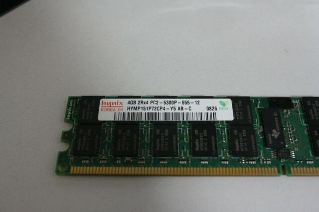 Alt view image 5 of 5 - Lot of 4 Hynix 4GB 2Rx4 PC2-5300P DDR2 HYMP151P72CP4 ECC REG Server RAM Memory
