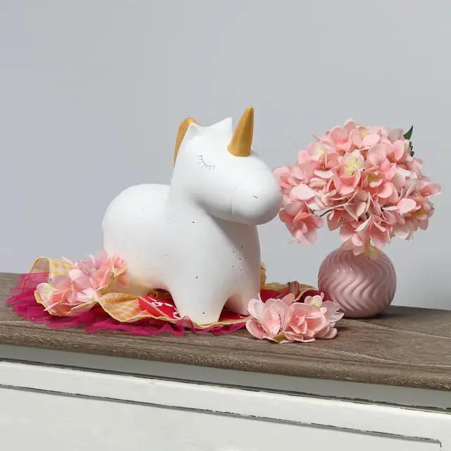 Alt view image 14 of 15 - Simple Designs Porcelain Unicorn Shaped Table Lamp