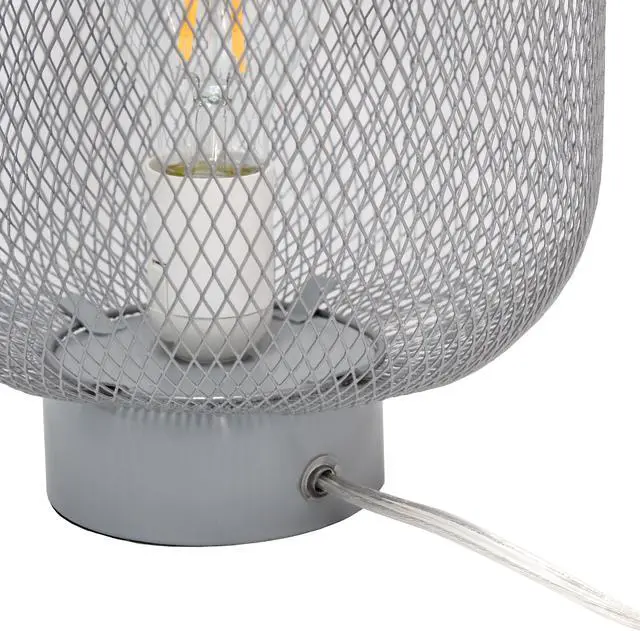 Alt view image 6 of 15 - Simple Designs Gray Metal Mesh Industrial Table Lamp