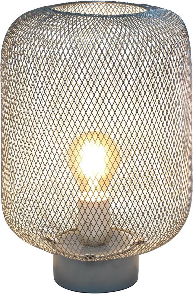 Alt view image 4 of 15 - Simple Designs Gray Metal Mesh Industrial Table Lamp