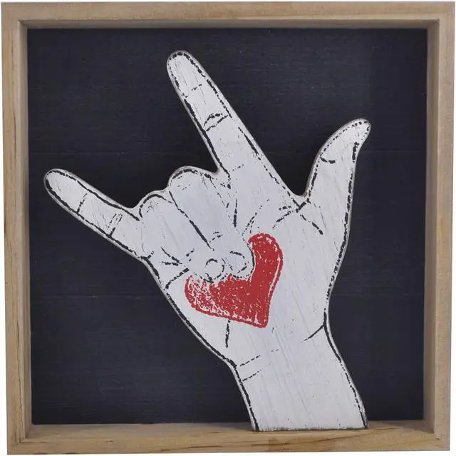 Main image of Wooden Love Finger Sign Decorative Wall Art