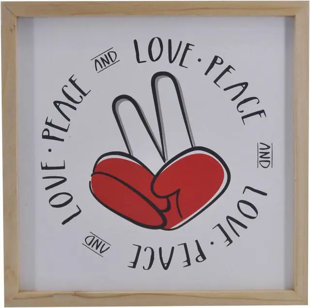 Main image of Wooden Love Peace Finger Sign Decorative Wall Art