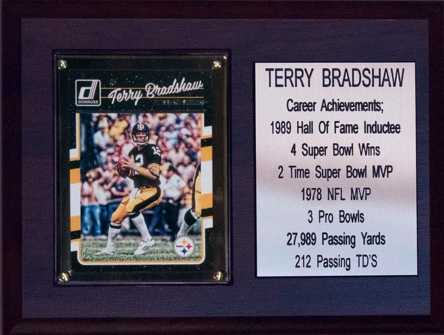 Alt view image 2 of 2 - C & I Collectables 68TBRADSHAWST 6 x 8 in. Terry Bradshaw MLB Pittsburgh Steelers Career Stat Plaque