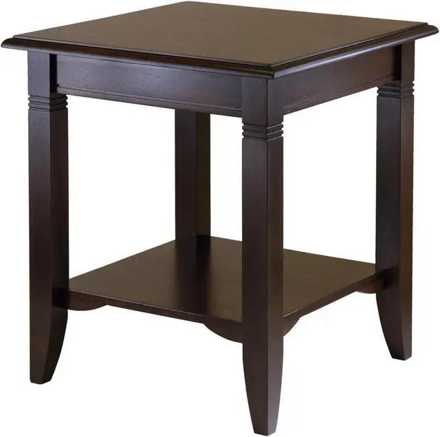 Alt view image 4 of 13 - Winsome Nolan Solid / Composite Wood End Table With Shelf - Cappuccino Finish