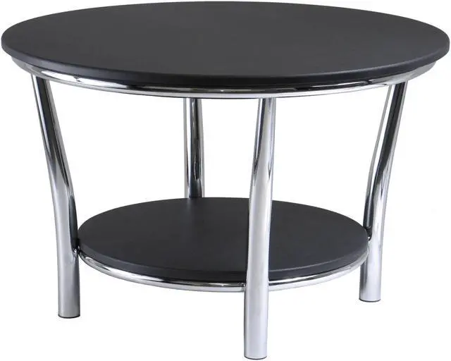 Alt view image 7 of 10 - Maya Round Coffee Table, Black Top, Metal Legs By Winsome Wood