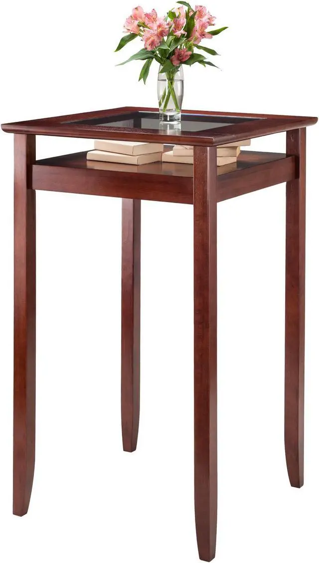 Alt view image 7 of 12 - Winsome Wood Halo Pub Table with Glass Inset & Shelf In Walnut