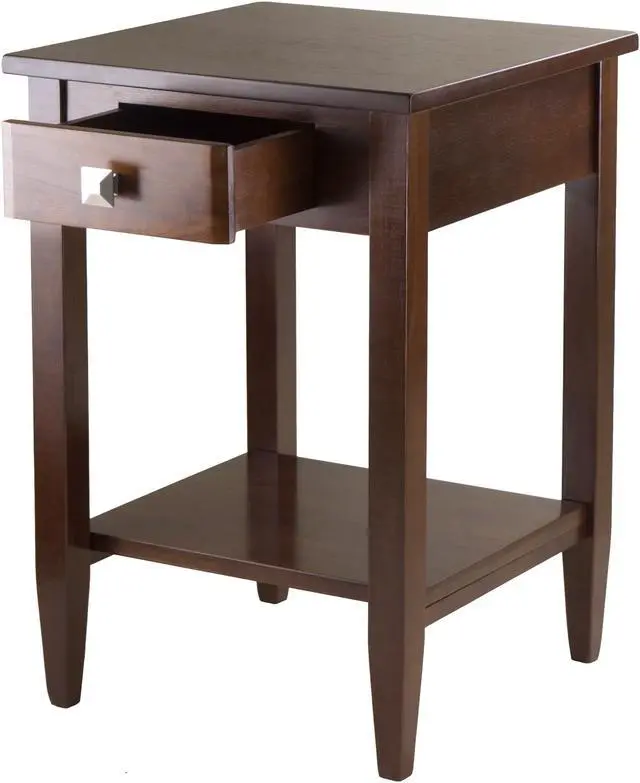 Alt view image 5 of 11 - Winsome Richmond 25.98" x 17.95" x 18.68" Wood End Table Tapered Leg Antique Walnut 94118