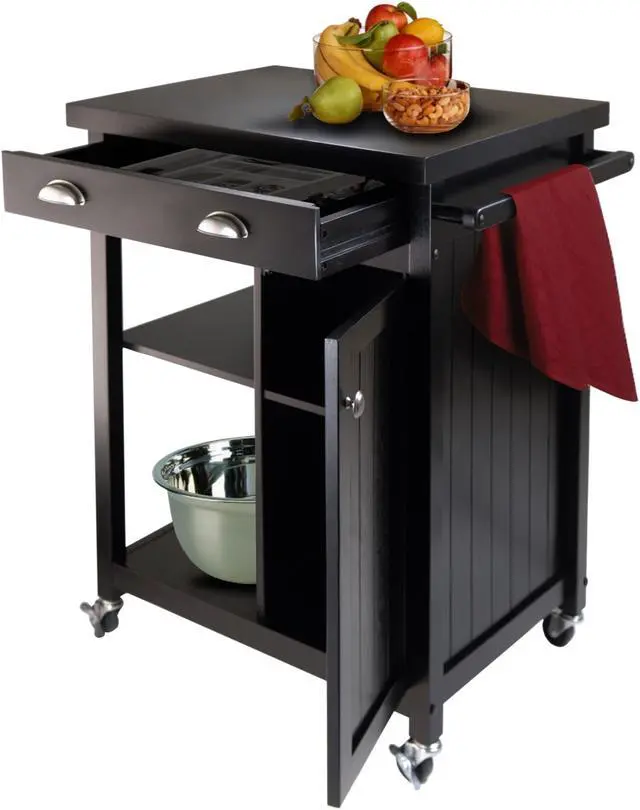 Alt view image 7 of 12 - Winsome Wood 20727 Timber Kitchen Cart, Black