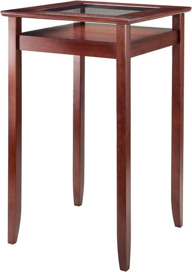 Alt view image 6 of 12 - Winsome Wood Halo Pub Table with Glass Inset & Shelf In Walnut