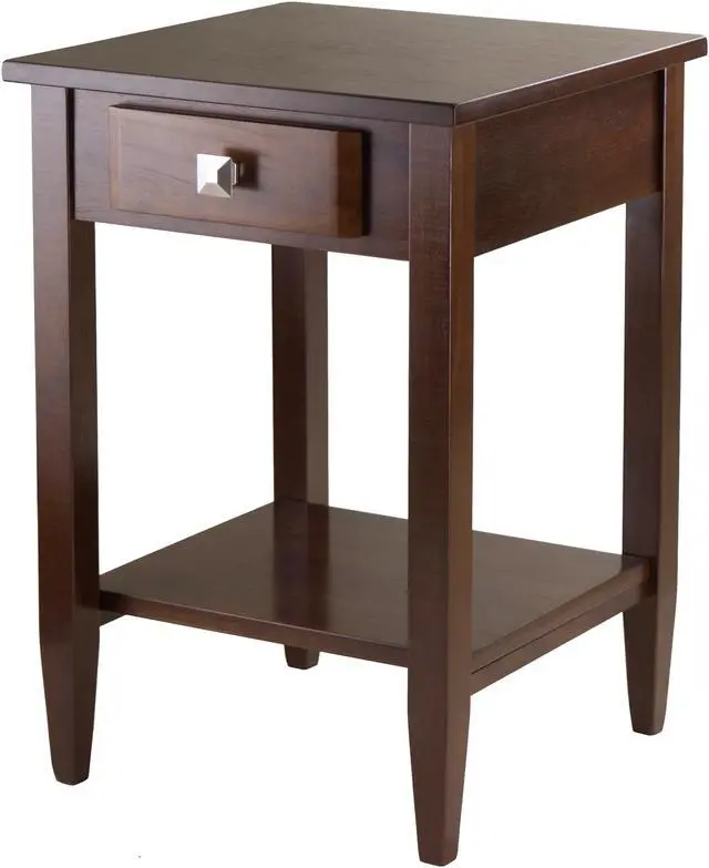 Alt view image 4 of 11 - Winsome Richmond 25.98" x 17.95" x 18.68" Wood End Table Tapered Leg Antique Walnut 94118