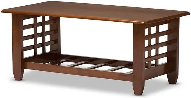 Alt view image 4 of 5 - Baxton Studio Larissa Modern Classic Mission Style Living Room Occasional Coffee Table Cherry Brown/Contemporary