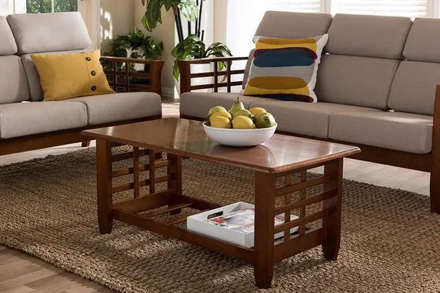 Alt view image 2 of 5 - Baxton Studio Larissa Modern Classic Mission Style Living Room Occasional Coffee Table Cherry Brown/Contemporary