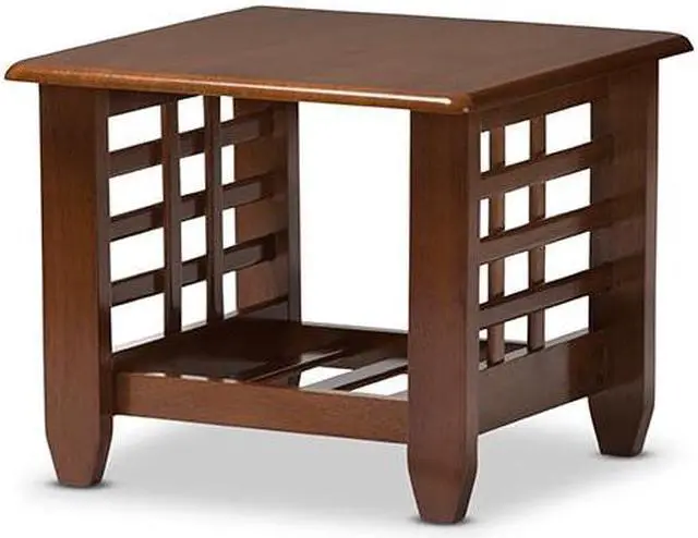 Alt view image 4 of 5 - Baxton Studio Larissa Modern Classic Mission Style Living Room Occasional End Table Cherry Brown/Contemporary
