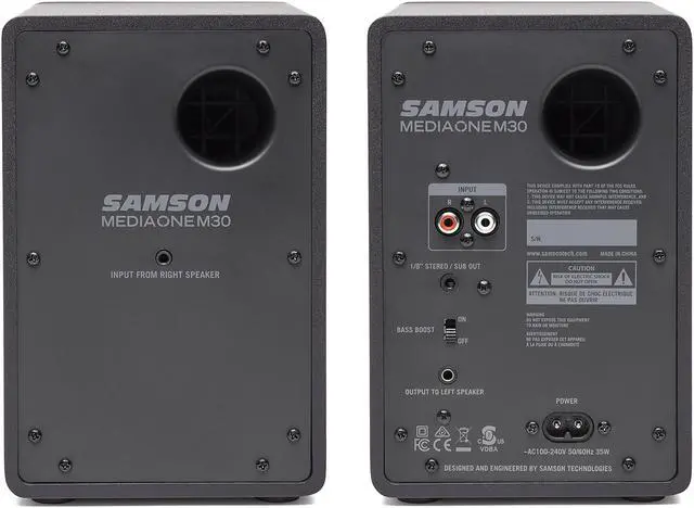 Alt view image 10 of 20 - Samson MediaOne M30 Powered Studio Monitors (Pair)