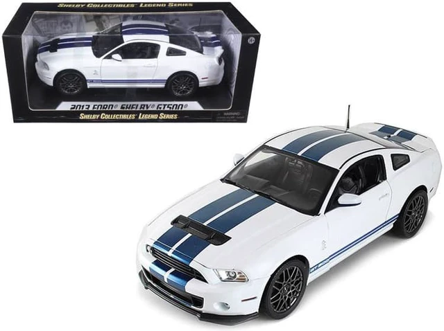 Main image of 2013 Ford Shelby Cobra GT500 SVT White with Blue Stripes 1/18 Diecast Car Model by Shelby Collectibles