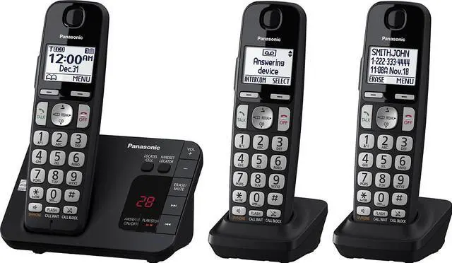 Alt view image 8 of 8 - Panasonic KX-TGE433B 3 Handset Cordless Phone