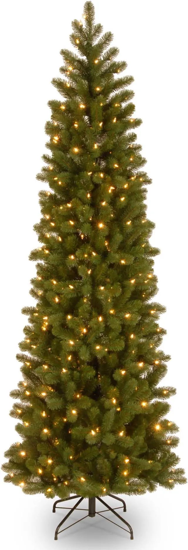 Alt view image 2 of 3 - National Tree Company PEDD439265 6.5 ft. Pre-Lit Downswept Douglas Fir Pencil Slim Tree - 30" x 30" x 78" - Green Tree, Green Tree Stand