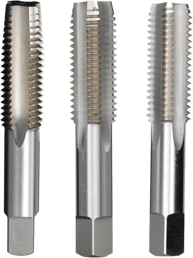 Main image of Drill America T/A Series High-Speed Steel Hand Threading Tap Set, Uncoated (Bright) Finish, Round with Square End Shank, #4-40 Size (Pack of 1)