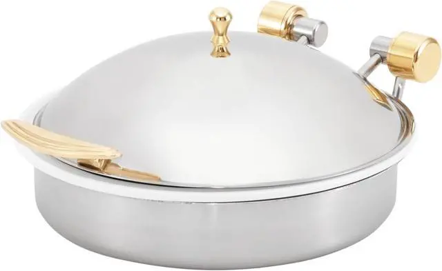 Alt view image 2 of 3 - Vollrath 46120 Brass Trim 6 Quart Induction Chafer with Porcelain Pan